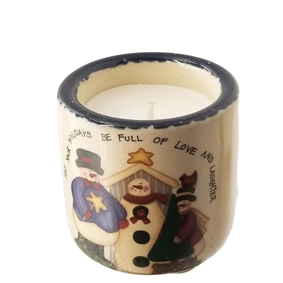 Votives Snowman Family Friends Candle Crocks AND Candles Merry Christmas Set - Picture 3 of 11